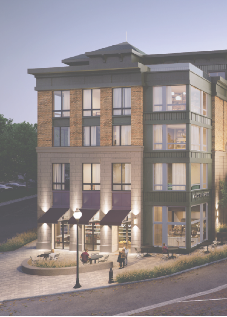 Dusk rendering of a KADA mixed-use development
